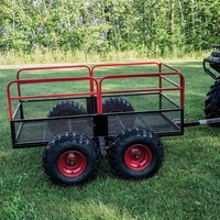 Remorque basculante pour tondeuse à gazon, capacité de charge 450 kg – Chariot de jardin robuste, chariot à benne, brouette basculante, camionnette à 4 roues