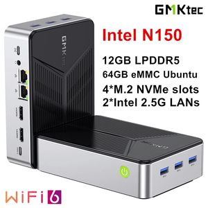 كمبيوتر صغير GMKtec G9 4-Bay NAS جهاز كمبيوتر صغير N150 <span class=keywords><strong>M</strong></span>.2 NVMe جدار حماية 12G lpdddr5 64GB EMMC Ubuntu 2x ks G خادم WiFi6 - Product Image 2