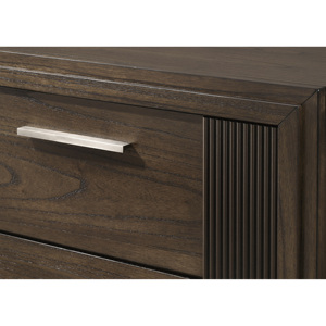 Contemporary <b>2</b>-<b>Drawer</b> Nightstand Rich Wood Finish Polished Hardware Wooden Furniture Brown - Product Image 3