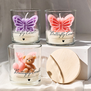 เทียนหอมถั่วเหลืองรูปผีเสื้อในขวดแก้ว ทำมือ หรูหรา ปลอดสารพิษ เป็นมิตรกับสิ่งแวดล้อม - Product Image 2