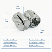 OD 13mm Kenop Potensiometer Aluminium Solid 1/4 untuk Kontrol Amplifier Pedal Gitar dengan Dua Set Sekrup untuk Kontrol Peralatan Audio