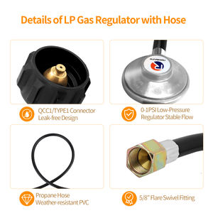 Regulador de Grelhador a Gás com Mangueira de GLP 3 Pés 25-250PSI Baixa Pressão para a maioria dos <span class=keywords><strong>Grill</strong></span> a Gás <span class=keywords><strong>LP</strong></span> como Weber, Aquecedor e Fire Pit - Product Image 5