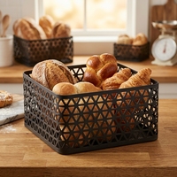 Panier de rangement en fil métallique noir creux, écologique, grande capacité, fabrication de précision, pour l'organisation et le rangement à domicile