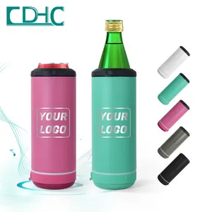 Özel lazer oyma Logo 16oz 4 in 1 led ışık toz kaplı renkli ONZ akıllı içecek kablosuz hoparlör müzik fincan ile soğutucu olabilir