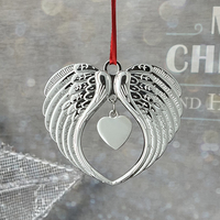 Personnalisé 'Un morceau de mon cœur est au ciel' argent ailes d'ange ornement de Noël peint mémorial perte aimé un en gros