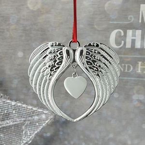 ที่กำหนดเอง 'ชิ้นส่วนของหัวใจของฉันอยู่ในรุ่น' ปีกนางฟ้าสีเงินเครื่องประดับคริสต์มาสวาดที่ระลึกสูญเสียคนที่คุณรักขายส่ง - Product Image 4