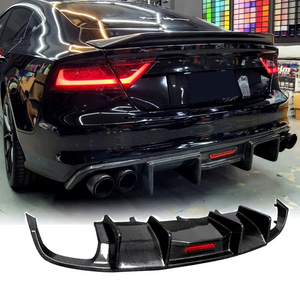 Diffuseur de pare-chocs arrière en carbone véritable <span class=keywords><strong>A7</strong></span> S7 C7 avec éclairage pour <span class=keywords><strong>Audi</strong></span> <span class=keywords><strong>A7</strong></span> S7 C7 2012 2013 2014 2015 - Product Image 1
