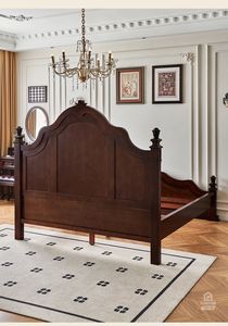 Lit double en teck massif de style américain 1,8 m, durable, écologique, confortable, avec tête de lit moelleuse pour chambre principale <span class=keywords><strong>Dibao</strong></span> - Product Image 5