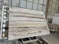 Dalle de travertin gris argenté naturel, travertin argenté poli / travertin gris poli pour revêtement mural extérieur de patio et de jardin