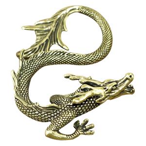 Escultura de Metal de Dragón, Criatura Mítica China, de Latón, Figura Decorativa Retro para Escritorio u Oficina - Product Image 3