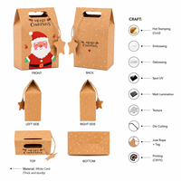Boîte à friandises de Noël, boîte d'emballage portable en papier kraft pour bonbons et chocolats avec poignée, conteneur cadeau pour fête de Noël