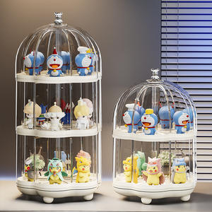 Vitrina para figuras de Doraemon, estante de almacenamiento de escritorio de plástico transparente giratorio de 3 niveles para muñecas de juguete, vitrina a prueba de polvo - Product Image 3