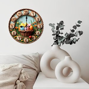 <b>Round</b> Wooden Wall Clock 25x25Cm Silent Non Ticking Easy Hang Home Indoor Decor - Product Image 3