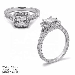 中国工厂批发花式珠宝925纯银戒指带新娘2件婚戒女式婚戒 - Product Image 5