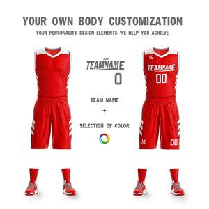 Conjuntos Deportivos Personalizados en Rojo y Blanco de Doble Cara, Diseño de Camiseta de Baloncesto - Product Image 5