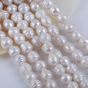 Perles d'eau douce naturelles semi-finies en forme de riz de 18 cm 11-12 mm en gros, accessoires de bijoux DIY, matériaux - Product Image 1