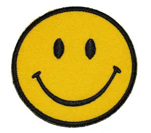 3 inç komik gülümseme mutlu sarı yüz DIY aplike İşlemeli başarmak demir on Patch