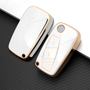 2 3 4 bottoni Tpu bianco e oro per <span class=keywords><strong>Fiat</strong></span> Tipo <span class=keywords><strong>Panda</strong></span> auto Cover custodia custodia Shell <span class=keywords><strong>accessori</strong></span> con cinturino da polso - Product Image 4