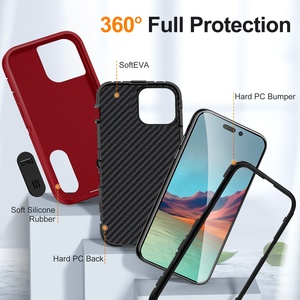 Funda Protectora 3 en 1 de TPU y PC con Soporte y Protección Total Anticaídas para <span class=keywords><strong>iPhone</strong></span> 17 Pro Max, 17 Air, 16, 15 Plus, 14, 13, 12, <span class=keywords><strong>11</strong></span> (Venta al Por Mayor) - Product Image 2