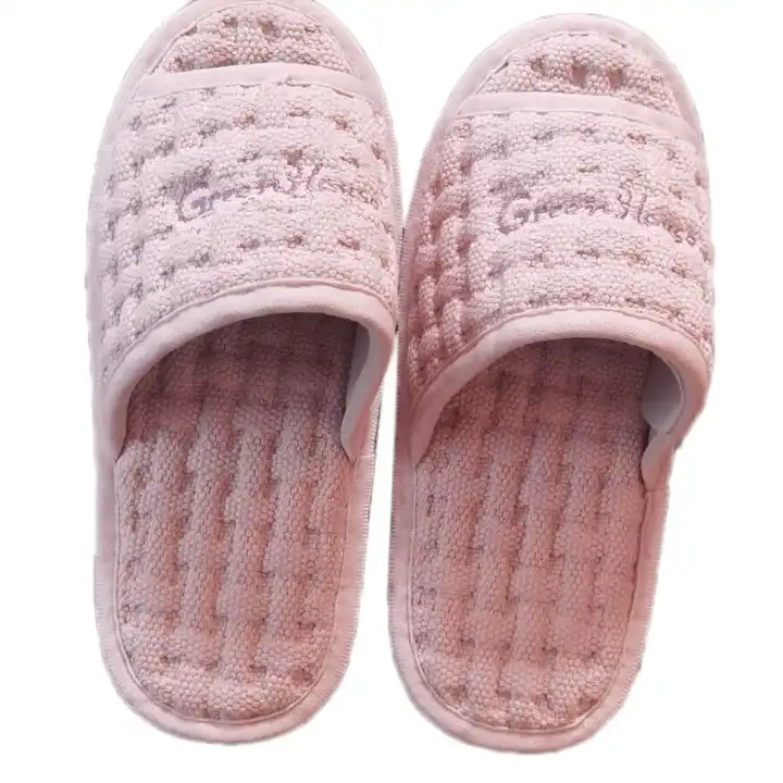 Fast Delivery Custom Hotel Waffle Slipper Portable SPA Disposable 100%  Cotton Slippers Open Toe Velour for Unisex