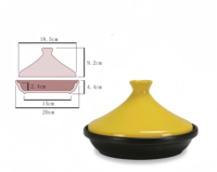 Tagine rond en fonte - Ustensile de cuisine oriental rouge avec couvercle en fonte - Compatible induction et four, parfait pour les recettes de tajine marocain