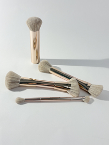 Juego de <span class=keywords><strong>Brochas</strong></span> de Maquillaje de Aluminio Color Oro Rosa de Tendencia 2026 con <span class=keywords><strong>Brochas</strong></span> Planas y de Abanico, Pelo Vegano Suave, Brocha Kabuki, Logotipo Privado - Product Image 5