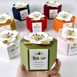Creative Hexagon Wedding Candy Box Little Flower Chocolate Box for Baby Shower Party Wedding Decorations Food-Related Gift Boxes - Product Image 4