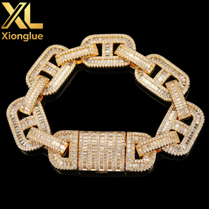 15mm Mixed Inlaid T-shaped Cubic Zirconia Pig Nose Chain High-end Hip-hop Cuban <b>Bracelet</b> Men's Accessory Custom-made - Product Image 5