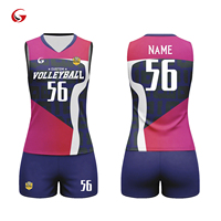 Jersey dan Celana Pendek Voli Unisex Printing Sublimasi Penuh, Cepat Kering, Tanpa Lengan, Set Seragam Voli untuk Latihan, Pq25077