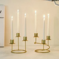 Support de bougie conique en or fait main OEM, base spirale, chandelier en métal à 3 bras, décoration de table pour mariage, Noël, événements et fêtes