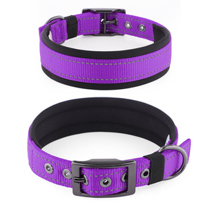 Collar para perro de nailon reflectante antiasfixia S M L XL para perros pequeños, medianos y grandes, color sólido para las cuatro estaciones - Product Image 2