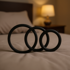 Ensemble d'anneaux en C pour hommes, anneau pénien pour retarder l'éjaculation, caoutchouc noir, 3 pièces - Product Image 2