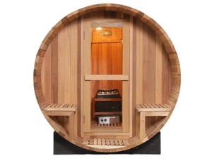 Sauna à vapeur humide en bois massif moderne de bonne qualité, en bois de pruche/cèdre, avec fenêtres panoramiques en verre, poêle à bois, fenêtres de traverse - Product Image 4