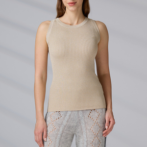 Débardeur côtelé en bambou biologique pour femme avec logo personnalisé, idéal pour le sport, le fitness et le yoga - Product Image 3