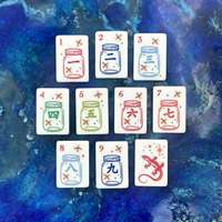 160pcs Set Ubin Mahjong Akrilik Amerika 2-Lapis Gaya Dekorasi Hutan Biru untuk Pesta Permainan Mahjong AS
