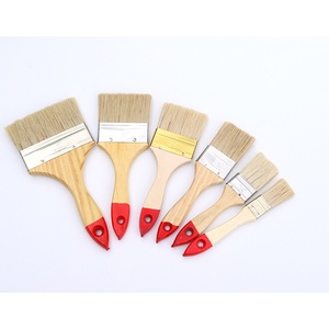 Pinceau plat industriel multi-usage à manche en bois de peuplier verni rouge, idéal pour la cuisson et le barbecue - Product Image 2
