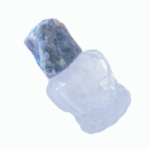 ขวดน้ำหอมแก้วทรงอ้วนสีโทนเย็นพร้อมฝาหินอะเวนเจอรีนสีน้ำเงิน - Product Image 6