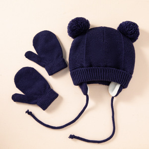 Bonnet tricoté pour enfants, 3 pièces/lot, chaud, doux, couleur unie, Protection des oreilles, pour bébés - Product Image 2