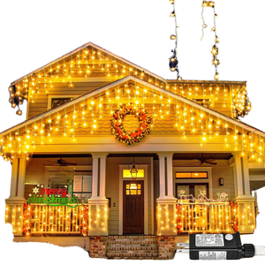 ไฟประดับม่านน้ำแข็ง LED ระดับ IP65 พร้อมรีโมทคอนโทรล ใช้ไฟ AC สำหรับภายนอกอาคาร ไฟประดับตกแต่งคริสต์มาส รูปดาวระยิบระยับ ปรับความสว่างได้ 10 เมตร 400 หลอด LED CRI95 - Product Image 1