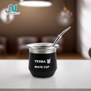 Tasse à thé Yerba isolée de 270ml-Tasse à vide à double paroi en acier inoxydable avec paille, logo personnalisé pour Mate - Product Image 1