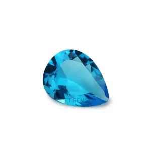 Pedra de cristal personalizada corte de pear, pedra de vidro escuro do mar azul para venda