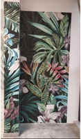 Seni Mural Mosaik Kaca Batu Giok Es Pola Dinding Lorong Kamar Mandi Modern Kustom, Mosaik Bunga Dinding