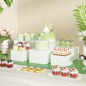 Set 6 Buah Rak <span class=keywords><strong>Display</strong></span> Makanan Prasmanan Pernikahan Akrilik Persegi, Rak <span class=keywords><strong>Display</strong></span> Kue Kertas - Product Image 2