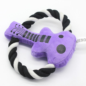 Juguete de Peluche con Forma de Guitarra para Perros, con Sonido, con Asa, Interactivo, 14x15cm, Marca Kinghon, Juguete de Peluche de Algodón y Cuerda para Masticar - Product Image 6