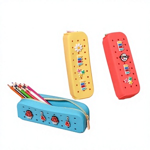 NOVOSILI ODM&OEM Custom Casual Korean Style Silicone Zipper Closure Pencil Case 20x6x5cm DIY Creativity Hole Punch Design <b>Bag</b> - Product Image 2