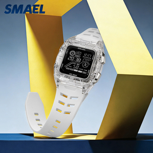 นาฬิกาข้อมือผู้ชาย SMAEL 8127 ทรงสี่เหลี่ยม ดีไซน์ลำลอง ตัวเรือน ABS สาย PU พร้อมปฏิทิน จับเวลา แสดงผลเรืองแสง กันน้ำ 50 เมตร นาฬิกาอิเล็กทรอนิกส์ - Product Image 2