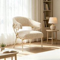 Chaise de salle à manger en cuivre pur de luxe léger italien, chaise artistique en laiton de designer, chaise de loisirs haut de gamme pour villa, chaise de maquillage
