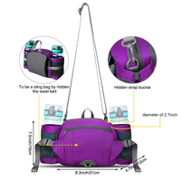 Riñonera Deportiva Personalizada Morada Antirrobo con GPS y 2 Porta Botellas de Agua para Senderismo, Caminatas, Trotar, Acampar, Unisex, de Nailon