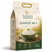 Sachet d'emballage pour riz personnalisé, imprimé, de qualité alimentaire, robuste, haute barrière, à fond plat, avec poignée et fermeture éclair