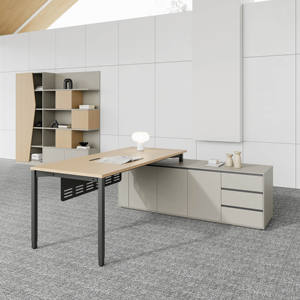 आधुनिक लक्जरी कार्यकारी Mfc l-आकार की डेस्क नई प्रबंधक छत लकड़ी के कार्यालय फर्नीचर टेबल - Product Image 2